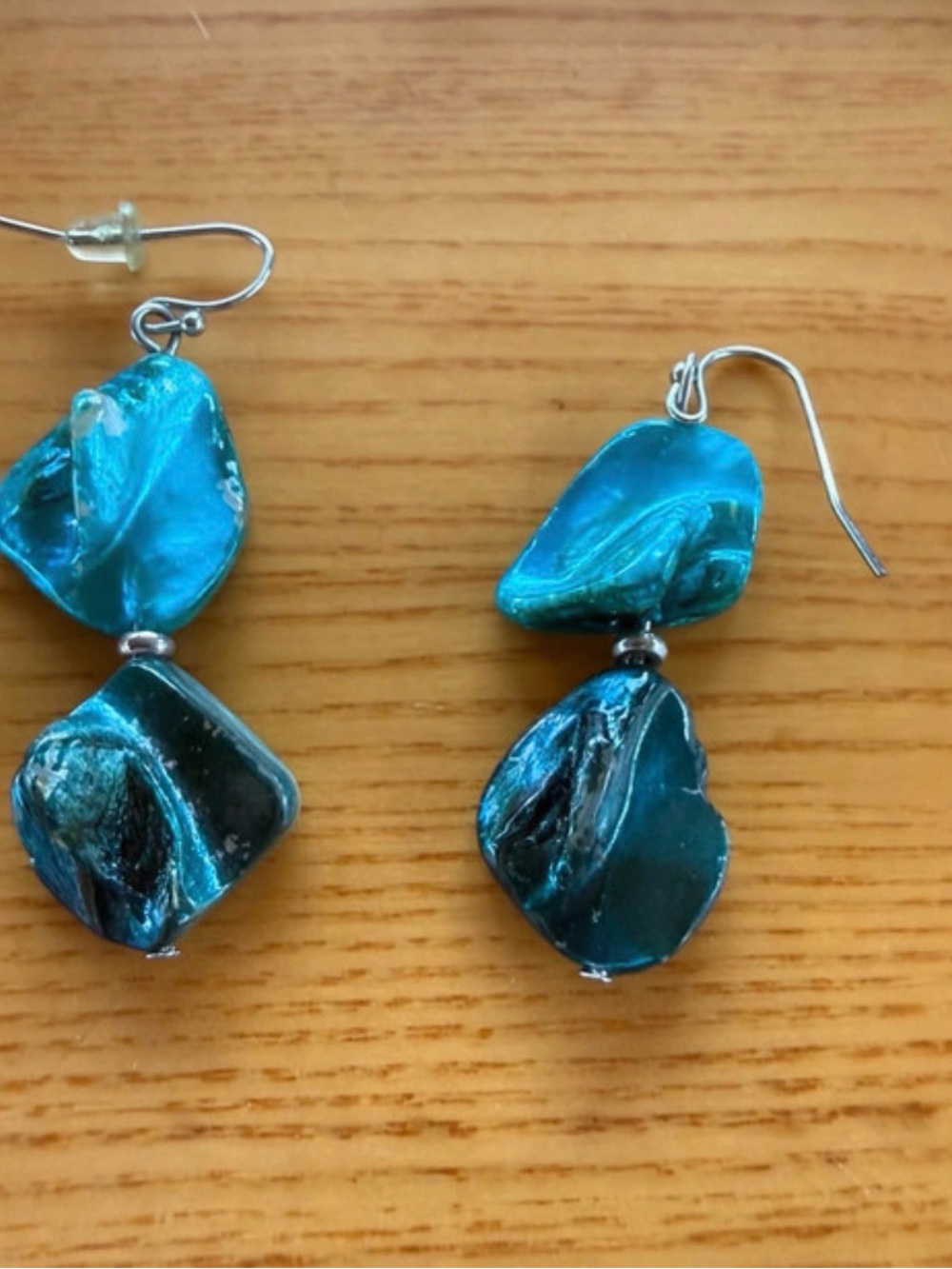 Teal Drop Shell Earrings for Women